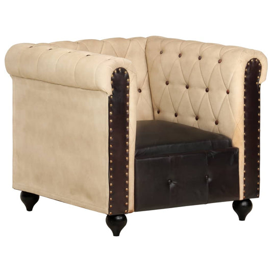 Poltrona Chesterfield Marrone in Vera Pelle - homemem39