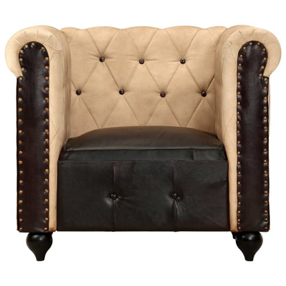 Poltrona Chesterfield Marrone in Vera Pelle - homemem39