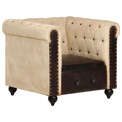 Poltrona Chesterfield Marrone in Vera Pelle - homemem39