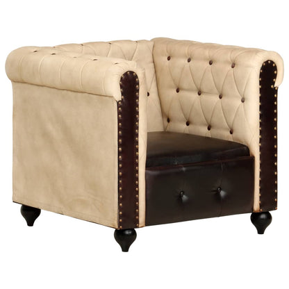 Poltrona Chesterfield Marrone in Vera Pelle - homemem39