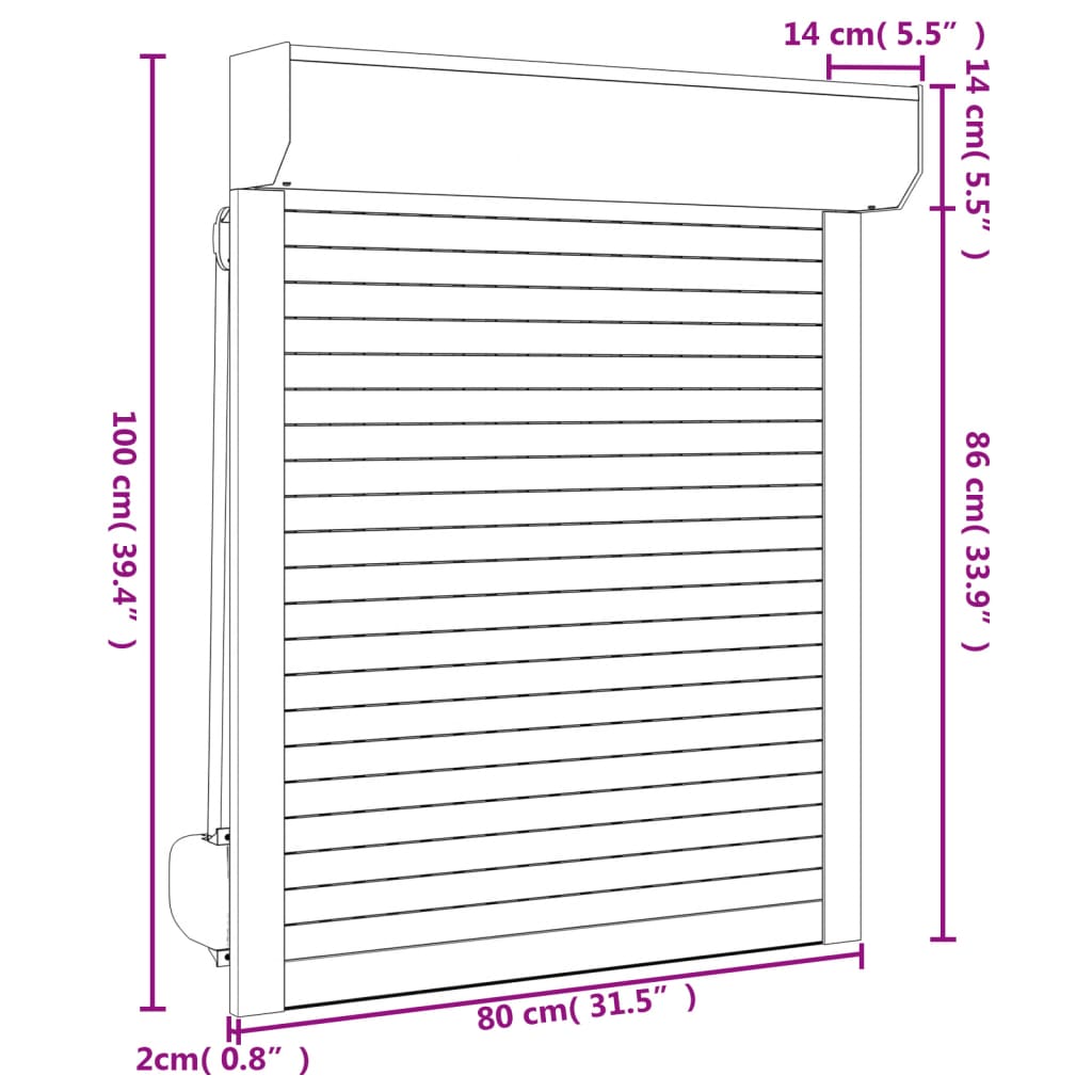 Tapparella Avvolgibile in Alluminio 80x100 cm Bianca - homemem39