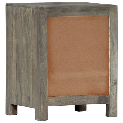 Comodino Grigio 40x30x50 cm in Legno Massello di Mango - homemem39