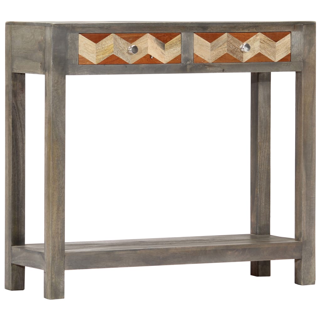 Tavolo Consolle Grigio 86x30x76 cm in Legno Massello di Mango - homemem39