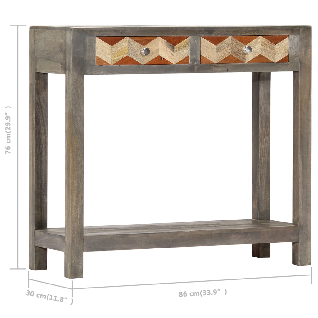 Tavolo Consolle Grigio 86x30x76 cm in Legno Massello di Mango - homemem39