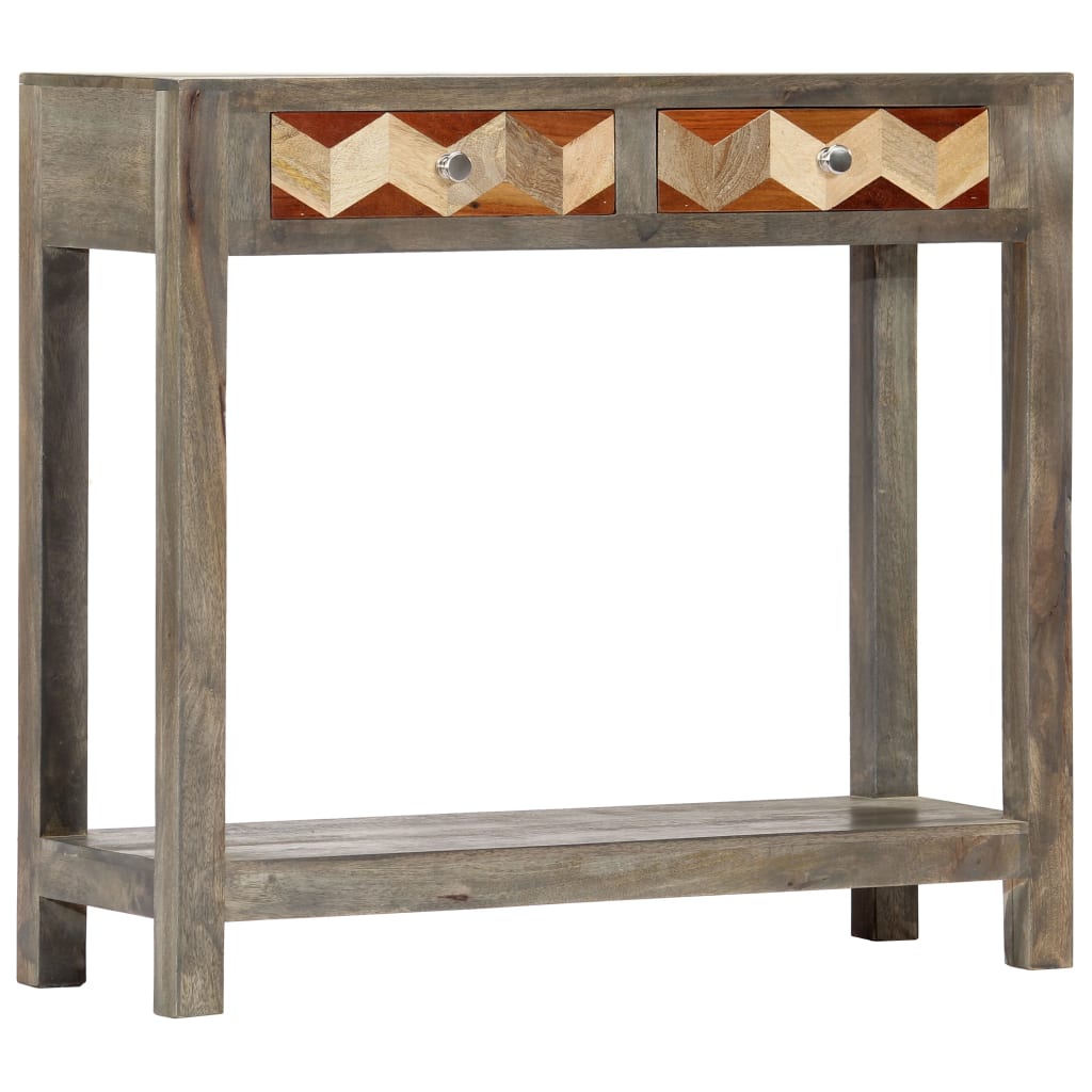 Tavolo Consolle Grigio 86x30x76 cm in Legno Massello di Mango - homemem39