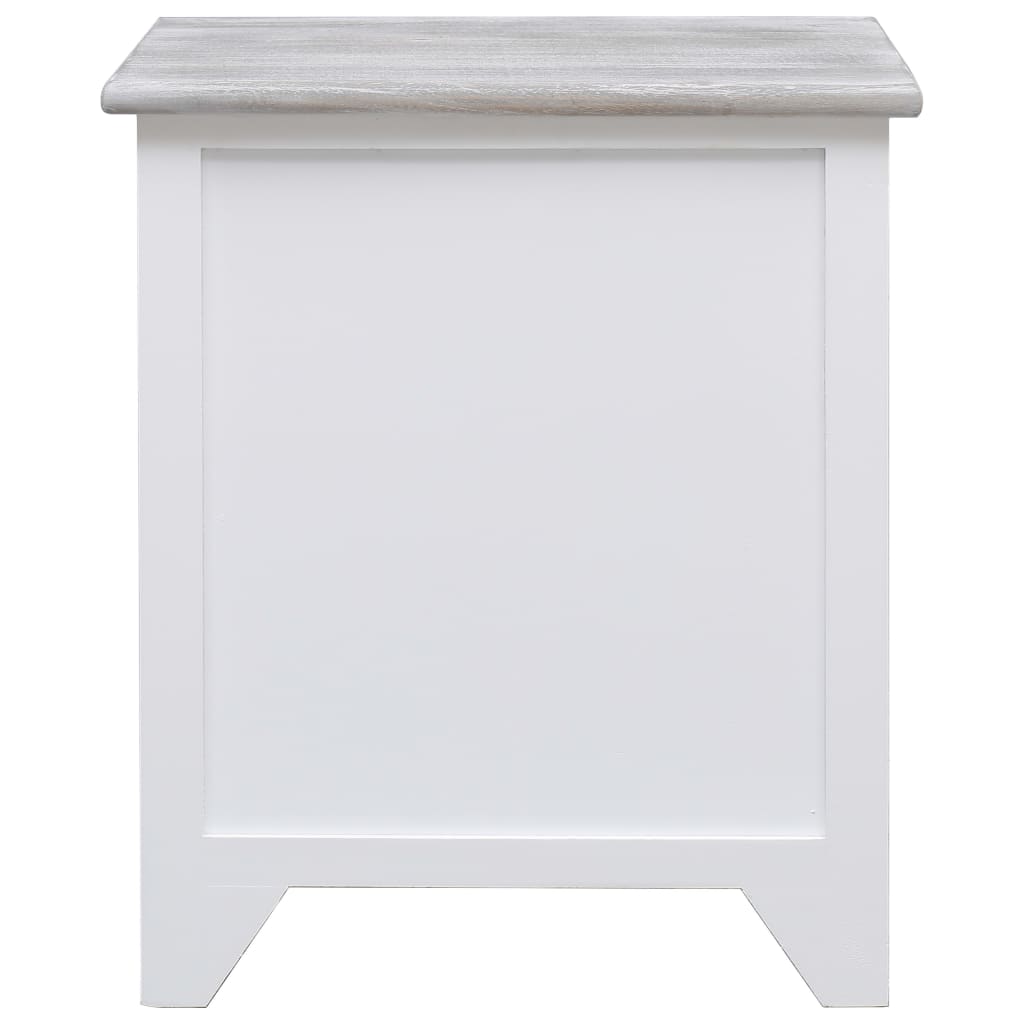 Comodino Bianco 38x28x45 cm in Legno di Paulownia - homemem39