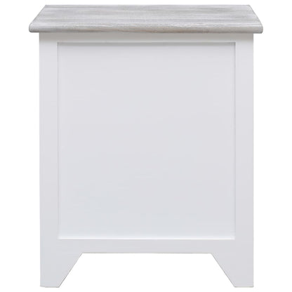 Comodino Bianco 38x28x45 cm in Legno di Paulownia - homemem39