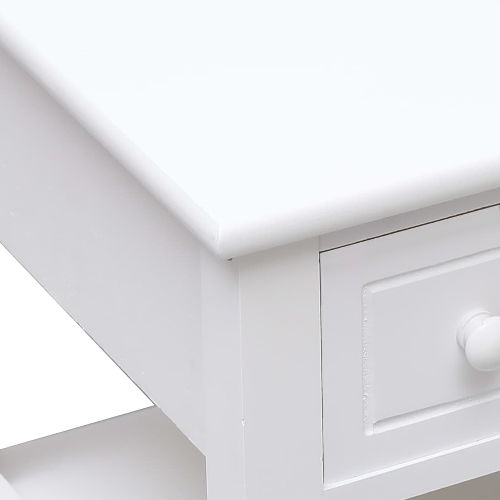 Tavolino Laterale Bianco 40x40x40 cm in Legno di Paulownia - homemem39