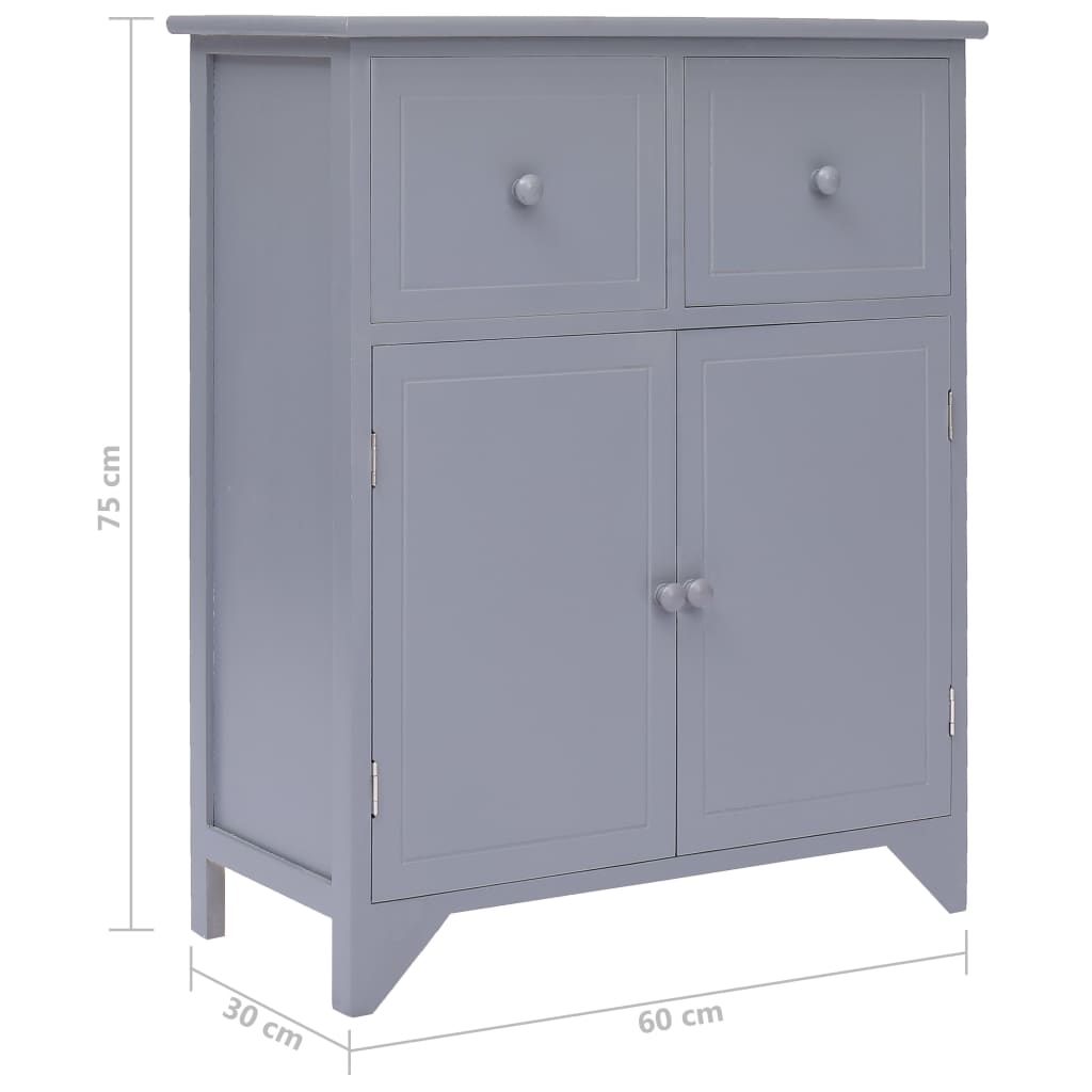 Armadietto Grigio 60x30x75 cm in Legno di Paulownia - homemem39