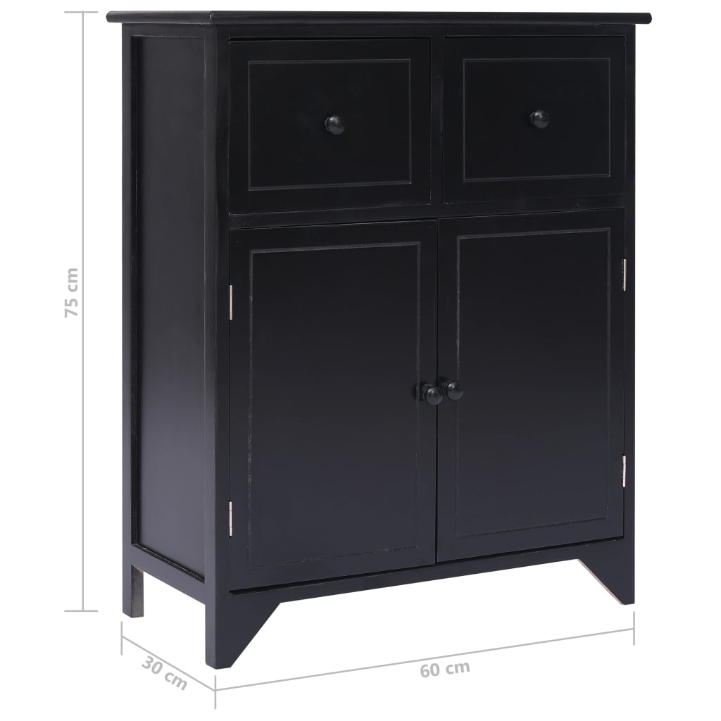 Armadietto Nero 60x30x75 cm in Legno di Paulownia - homemem39