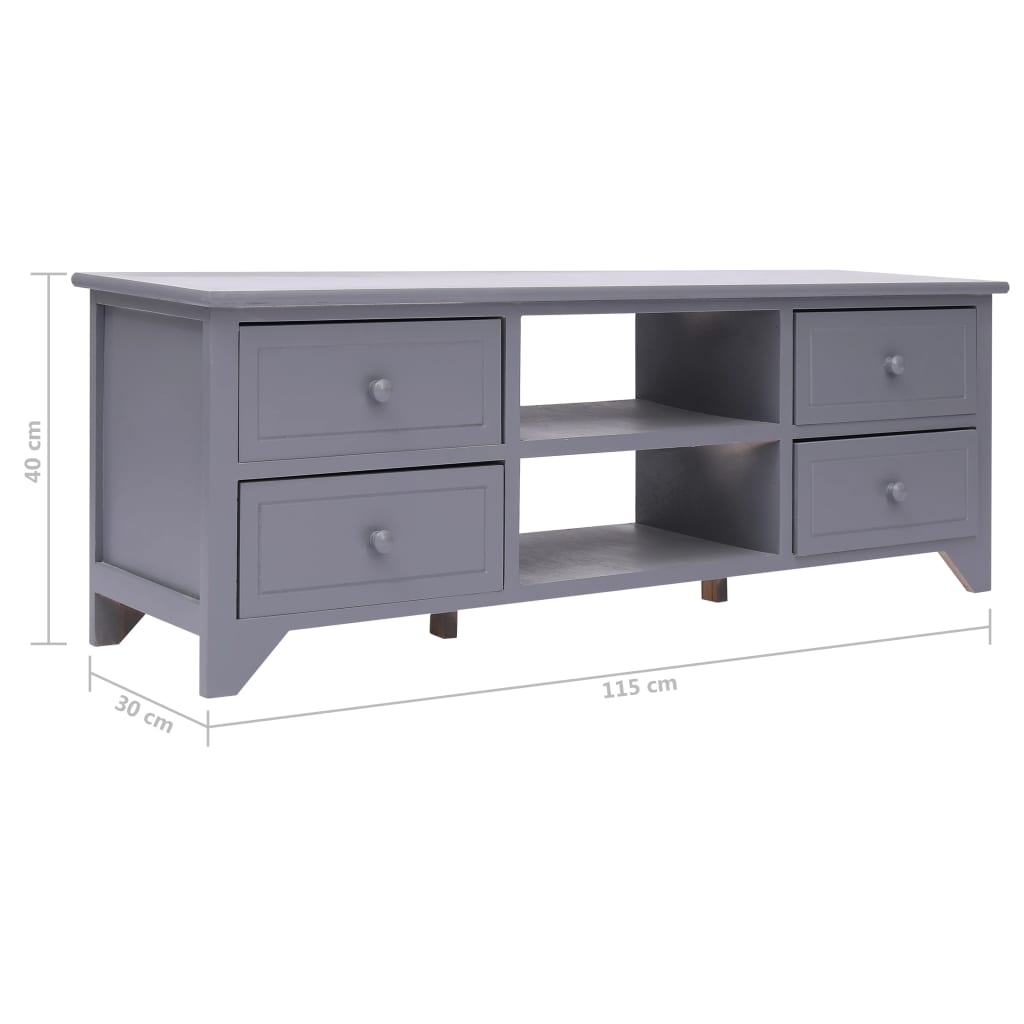 Mobile Porta TV Grigio 115x30x40 cm in Legno di Paulownia - homemem39