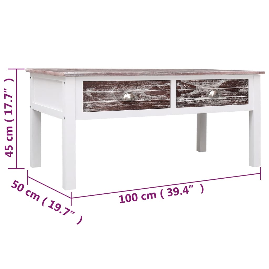Tavolino da Caffè Marrone 100x50x45 cm in Legno - homemem39