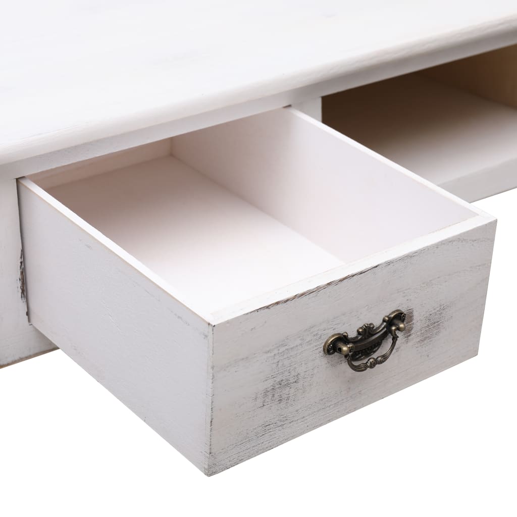 Tavolo Consolle Bianco Anticato 110x45x76 cm in Legno - homemem39