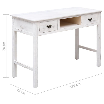 Tavolo Consolle Bianco Anticato 110x45x76 cm in Legno - homemem39