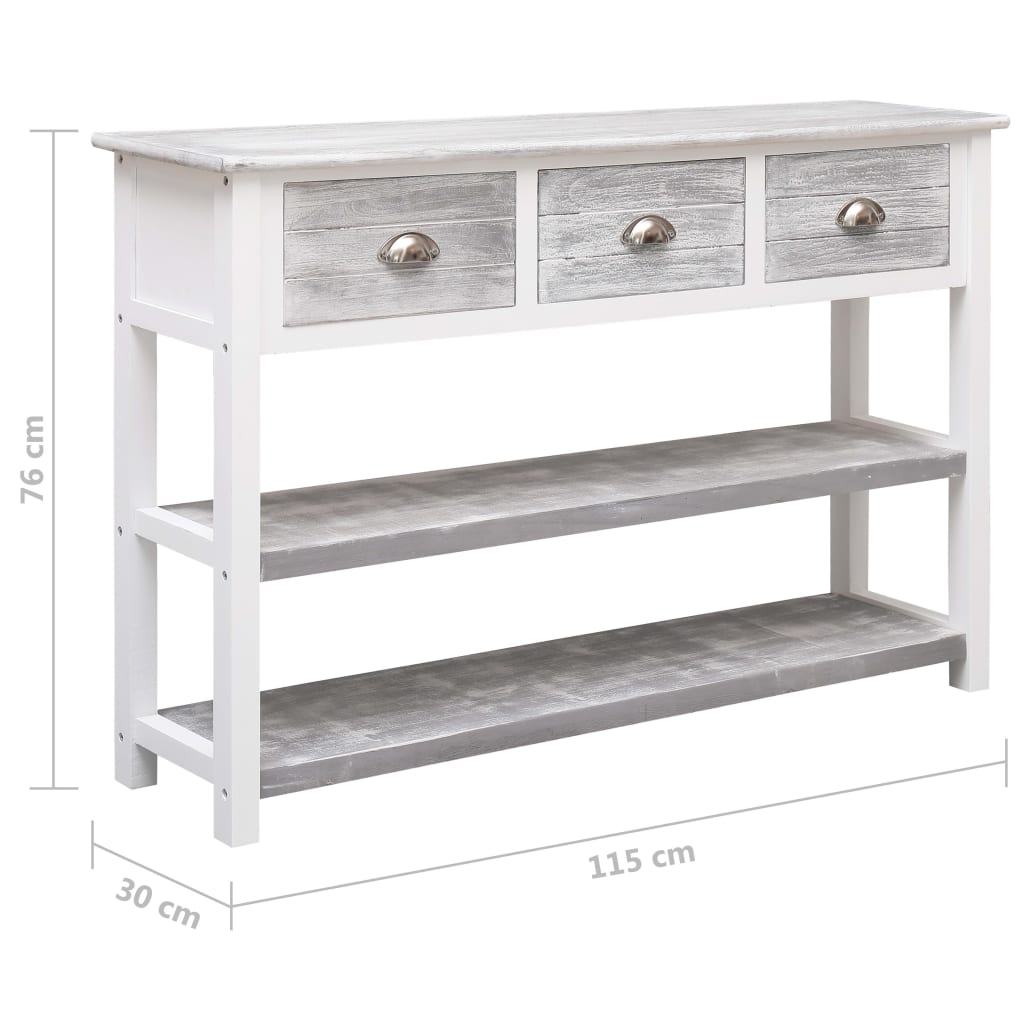 Credenza Stile Antico Grigia 115x30x76 cm in Legno - homemem39