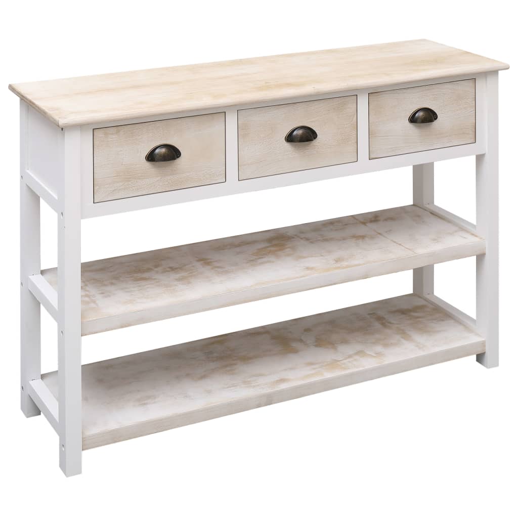 Credenza Naturale e Bianca 115x30x76 cm in Legno - homemem39