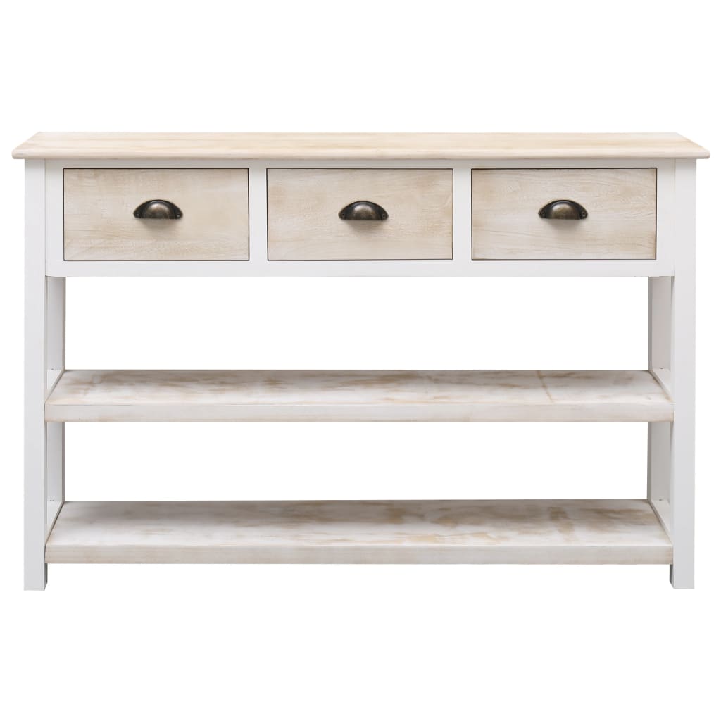 Credenza Naturale e Bianca 115x30x76 cm in Legno - homemem39