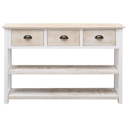 Credenza Naturale e Bianca 115x30x76 cm in Legno - homemem39