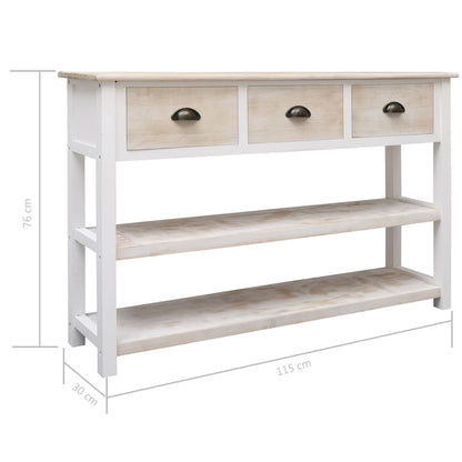 Credenza Naturale e Bianca 115x30x76 cm in Legno - homemem39