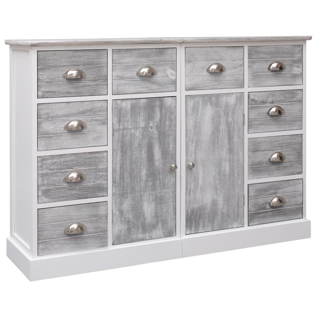 Credenza con 10 Cassetti Grigia 113x30x79 cm in Legno - homemem39