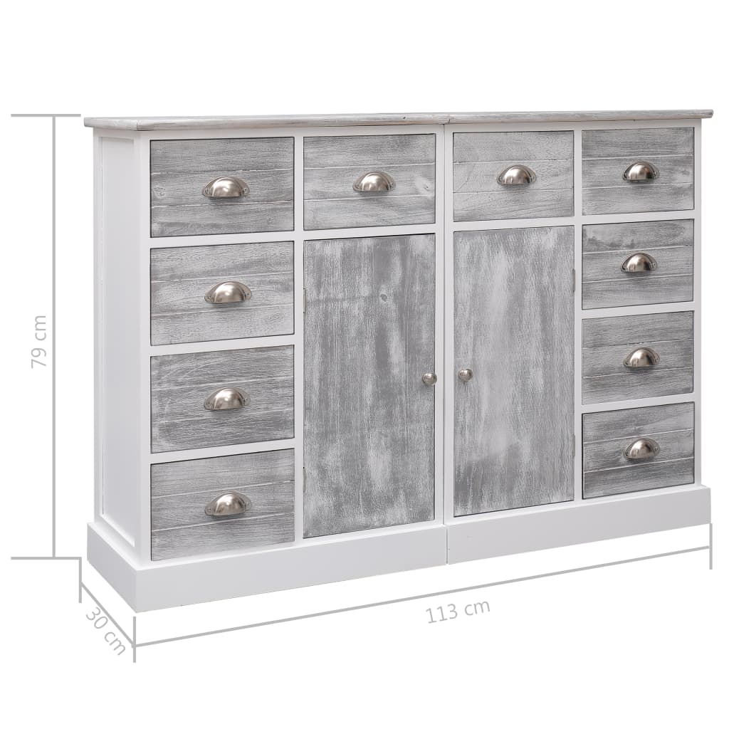 Credenza con 10 Cassetti Grigia 113x30x79 cm in Legno - homemem39