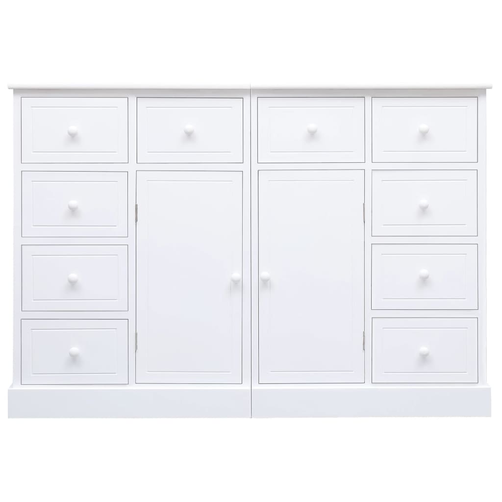 Credenza con 10 Cassetti Bianca 113x30x79 cm in Legno - homemem39