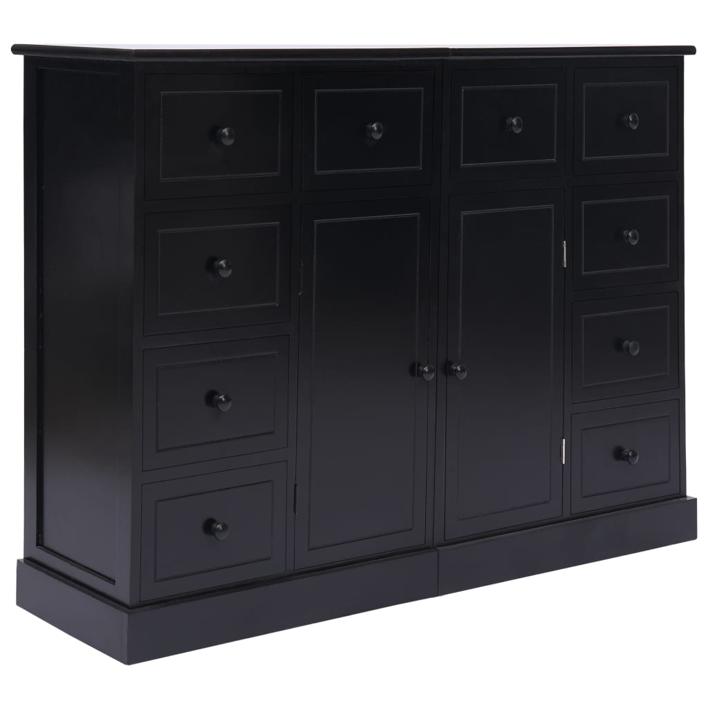 Credenza con 10 Cassetti Nera 113x30x79 cm in Legno - homemem39