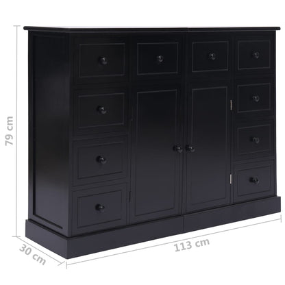 Credenza con 10 Cassetti Nera 113x30x79 cm in Legno - homemem39