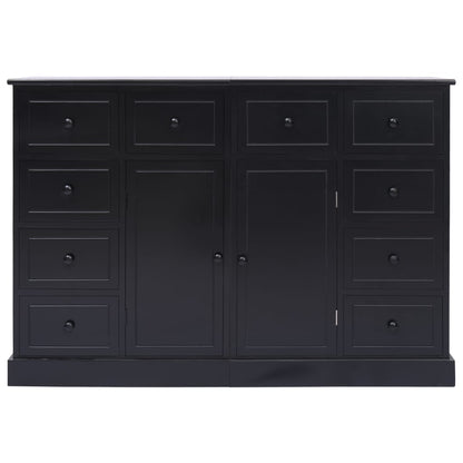 Credenza con 10 Cassetti Nera 113x30x79 cm in Legno - homemem39