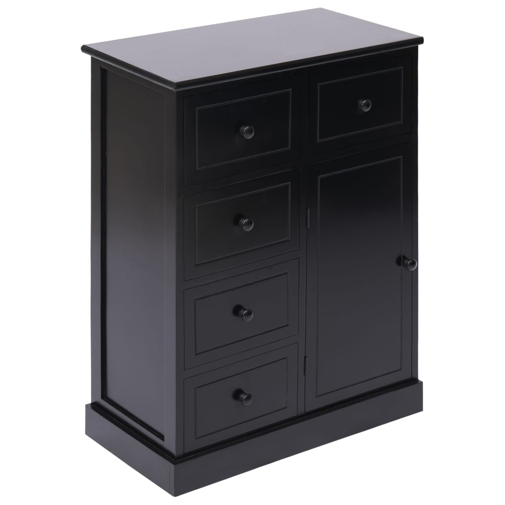 Credenza con 10 Cassetti Nera 113x30x79 cm in Legno - homemem39