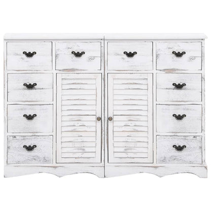 Credenza con 10 Cassetti Bianca 113x30x79 cm in Legno - homemem39