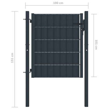 Cancello in PVC e Acciaio 100x101 cm Antracite - homemem39