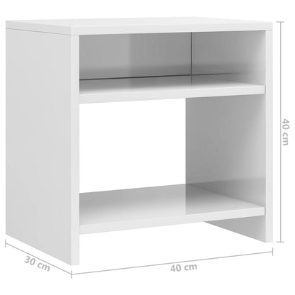 Comodino Bianco Lucido 40x30x40 cm in Legno Multistrato - homemem39