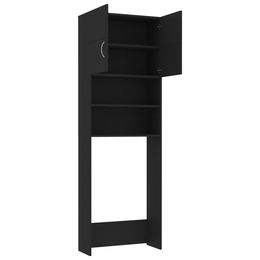 Mobile per Lavatrice Nero 64x25,5x190 cm in Multistrato - homemem39