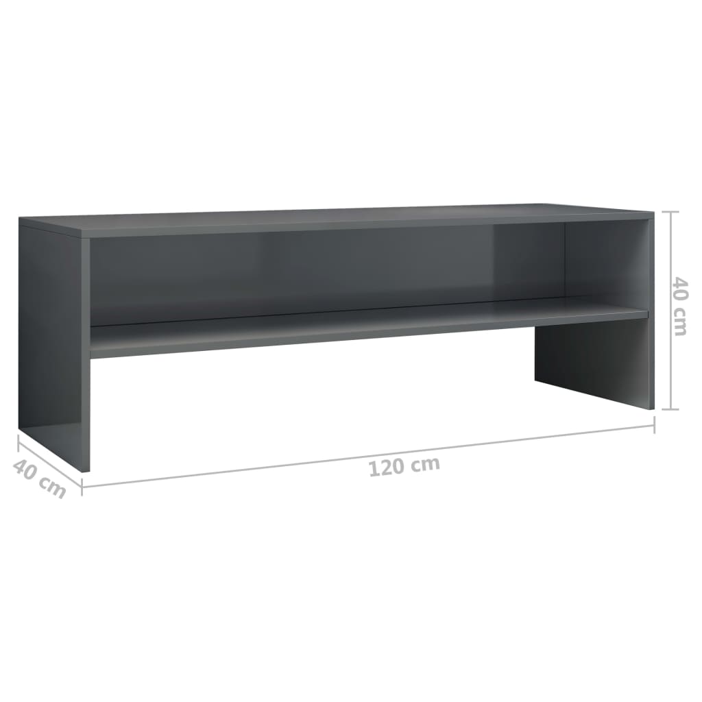 Mobile TV Grigio Lucido 120x40x40 cm in Truciolato - homemem39