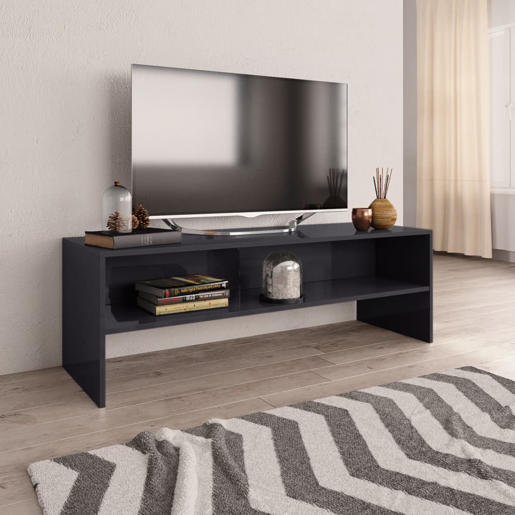 Mobile TV Grigio Lucido 120x40x40 cm in Truciolato - homemem39