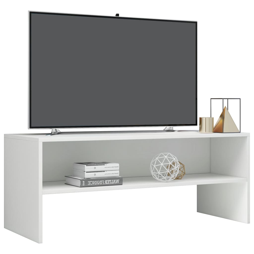 Mobile TV Bianco Lucido 100x40x40 cm in Truciolato - homemem39