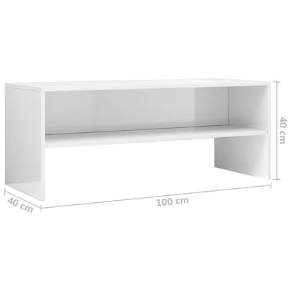 Mobile TV Bianco Lucido 100x40x40 cm in Truciolato - homemem39