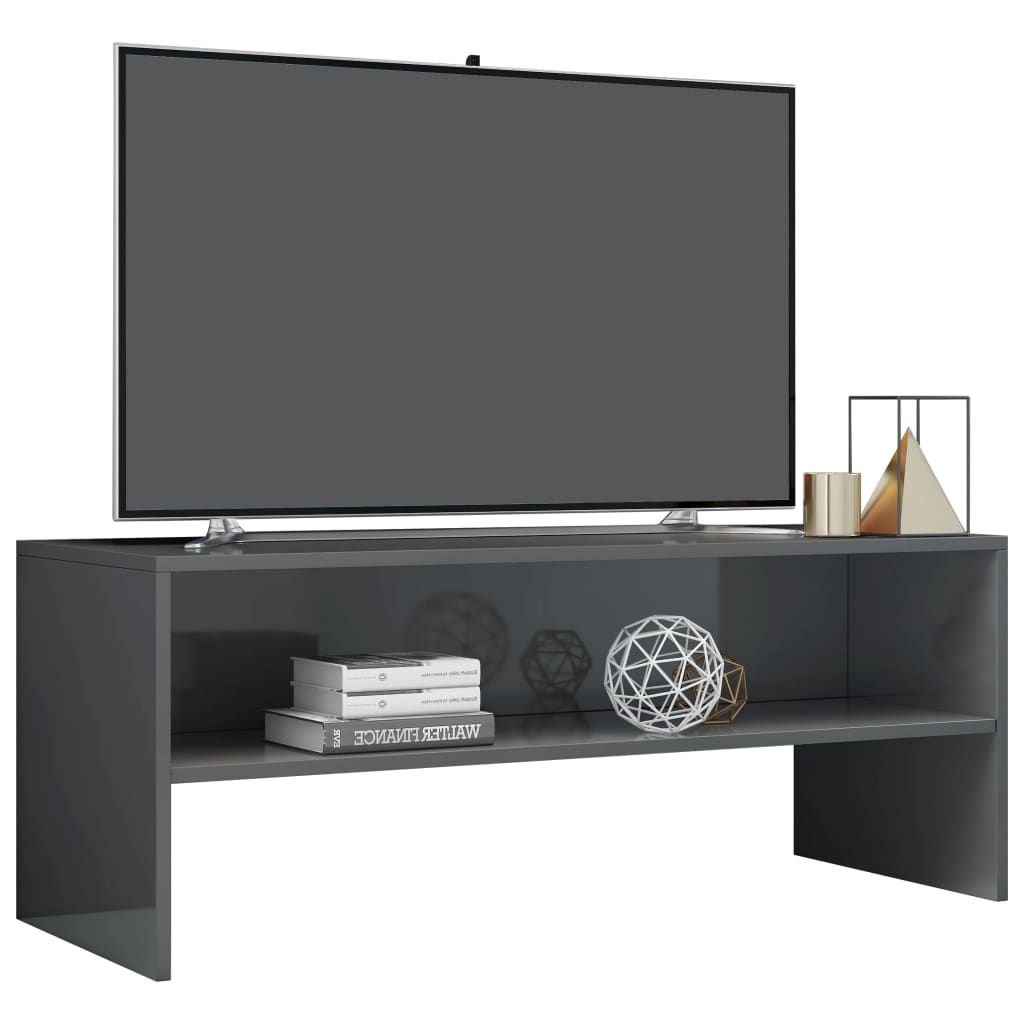 Mobile TV Grigio Lucido 100x40x40 cm in Truciolato - homemem39