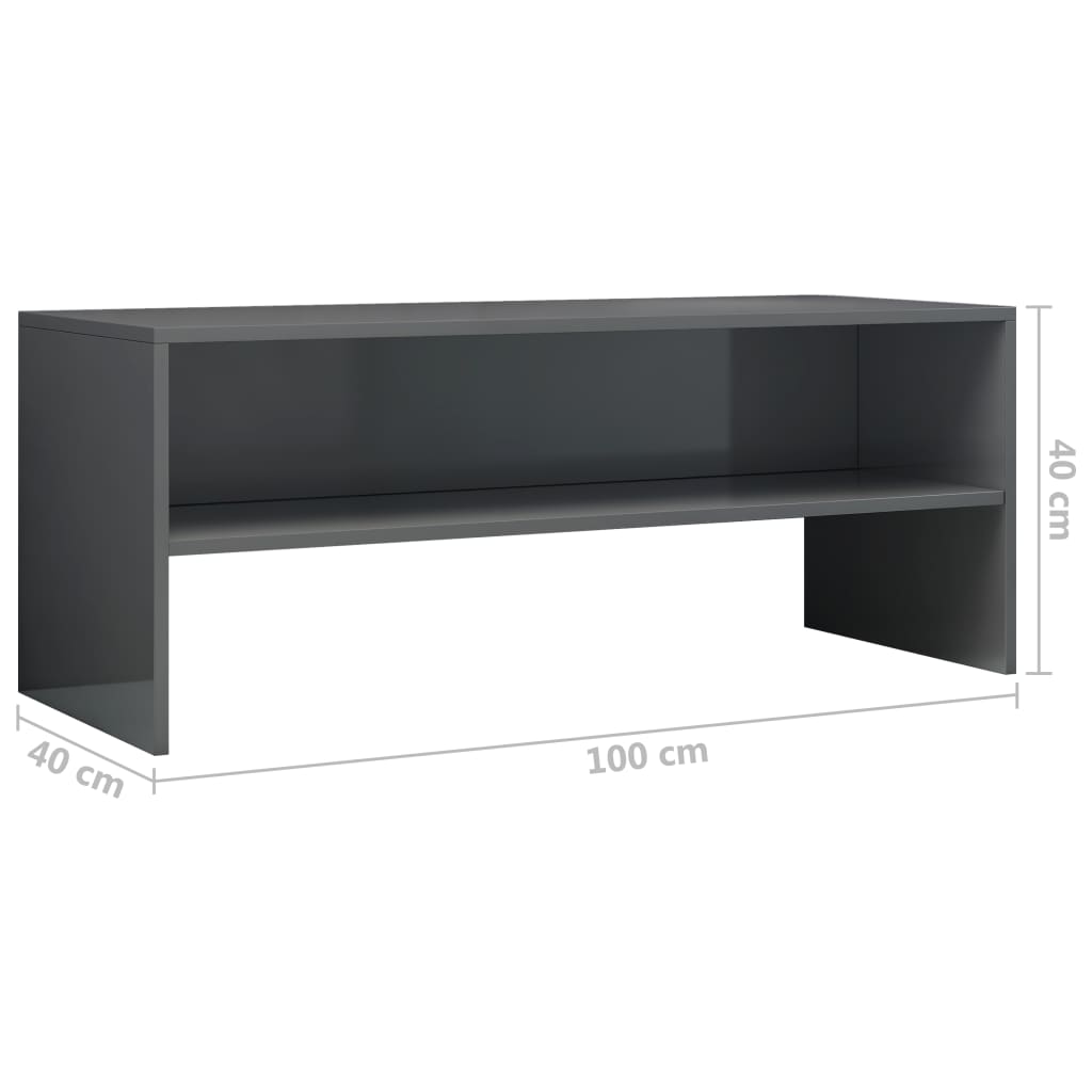 Mobile TV Grigio Lucido 100x40x40 cm in Truciolato - homemem39