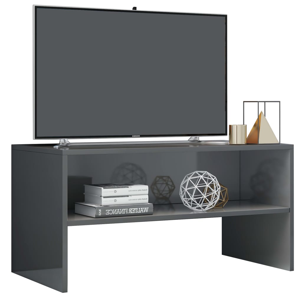 Mobile TV Grigio Lucido 80x40x40 cm in Truciolato - homemem39