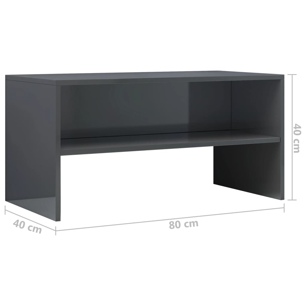 Mobile TV Grigio Lucido 80x40x40 cm in Truciolato - homemem39