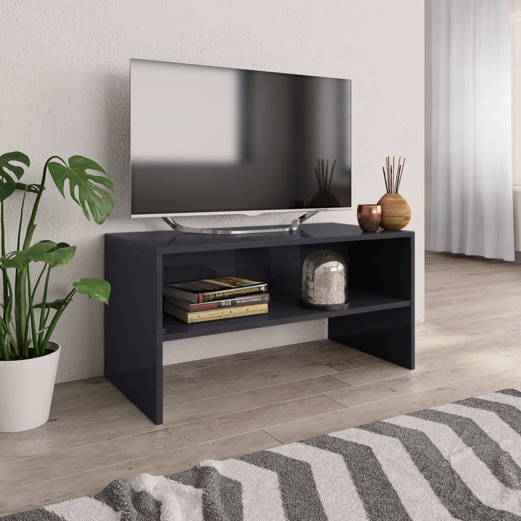 Mobile TV Grigio Lucido 80x40x40 cm in Truciolato - homemem39