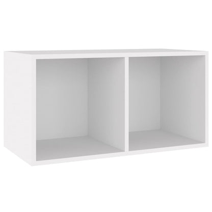 Contenitore per Vinili Bianco 71x34x36 cm in Legno Multistrato - homemem39