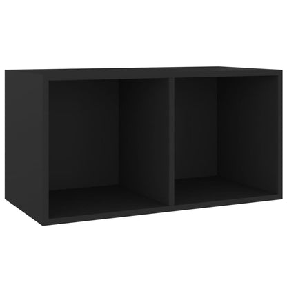 Contenitore per Vinili Nero 71x34x36 cm in Legno Multistrato - homemem39