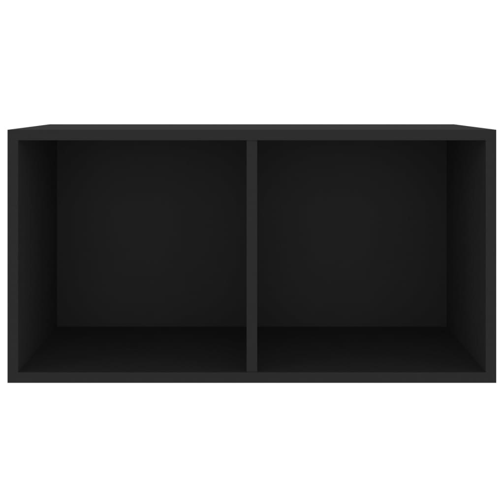 Contenitore per Vinili Nero 71x34x36 cm in Legno Multistrato - homemem39