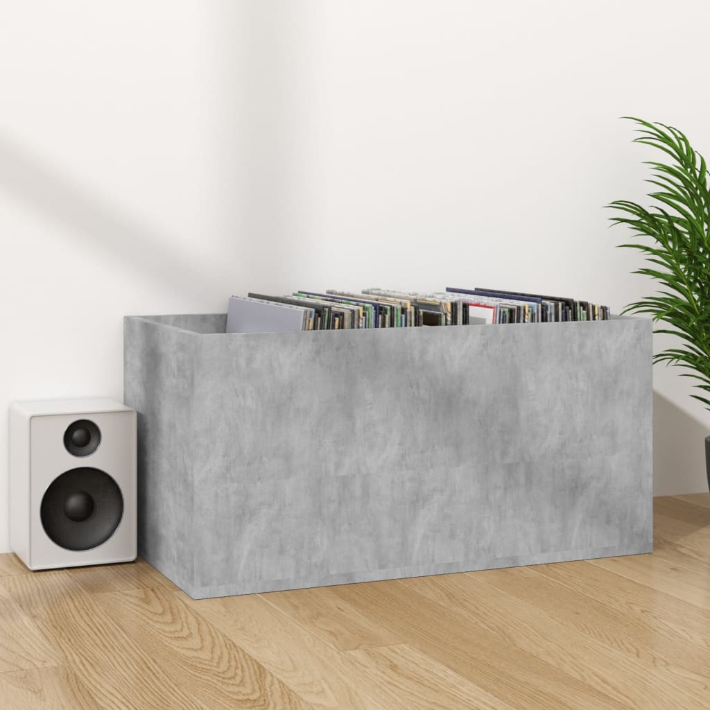 Contenitore per Vinili Grigio Cemento 71x34x36cm in Multistrato - homemem39