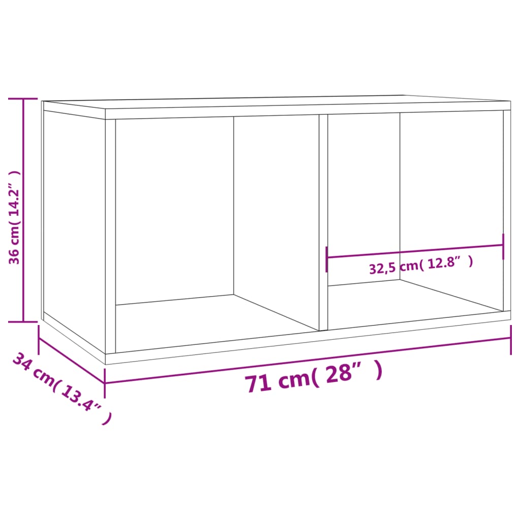 Contenitore per Vinili Grigio Cemento 71x34x36cm in Multistrato - homemem39