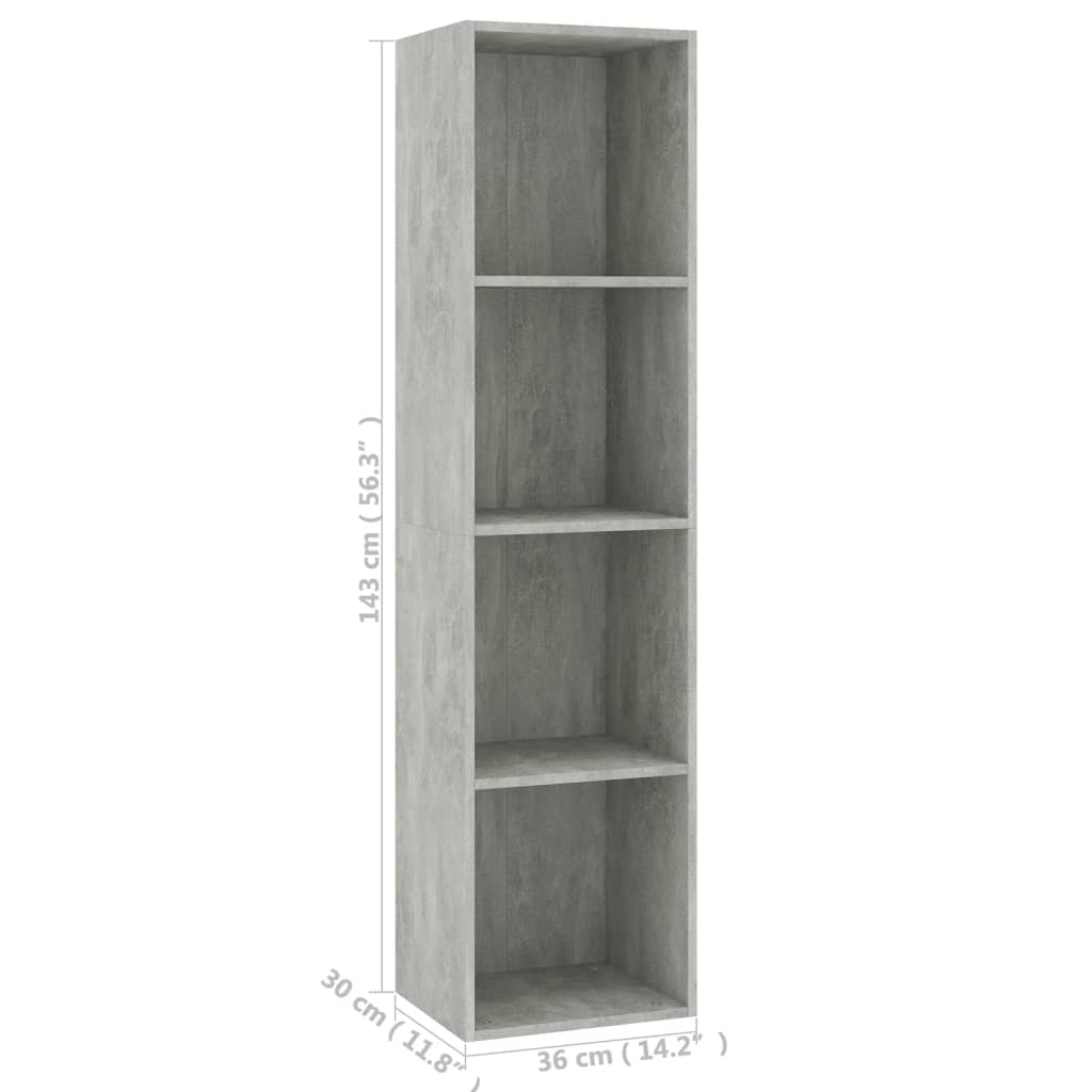 Libreria/Mobile TV Grigio Cemento 36x30x143 cm in Multistrato - homemem39