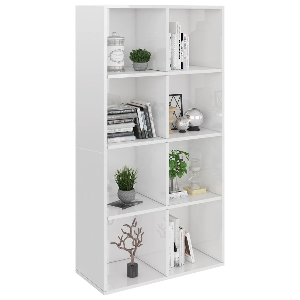 Libreria/Credenza Bianco Lucido 66x30x130 cm Legno Multistrato - homemem39